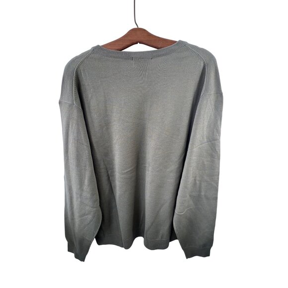 Tagio Mens Sweater XXL Light Green V-Neck Merino Wool Blend Classic Fit Knit - Picture 2 of 9